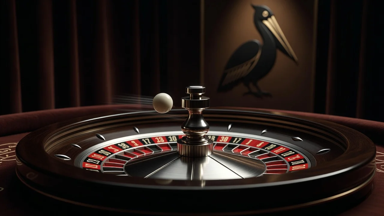 Koło ruletki i stół live casino Pelican