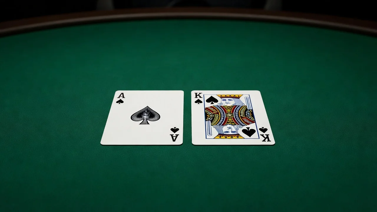 Stół blackjacka z kartami w studiu live